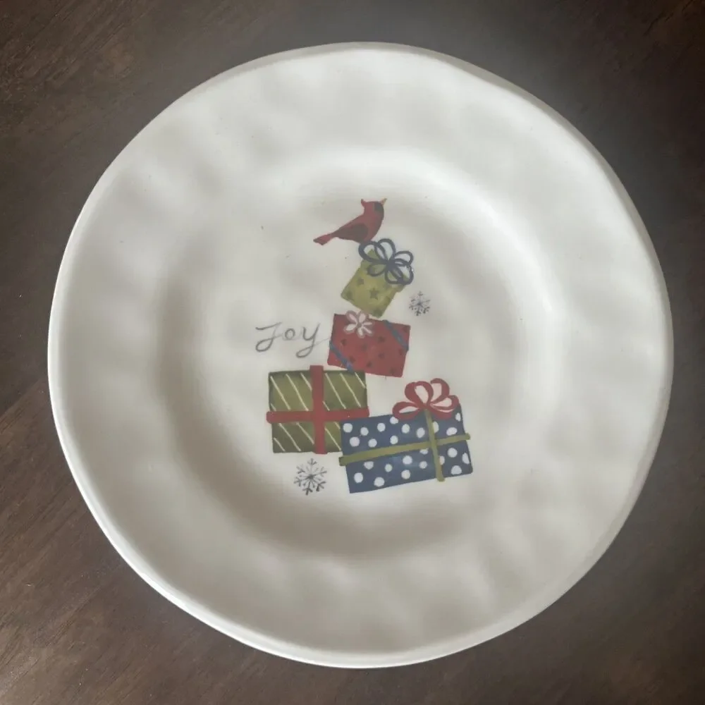 Pier 1 Imports Set Of (4) Christmas Appetizer Plates  6” NEW In Box